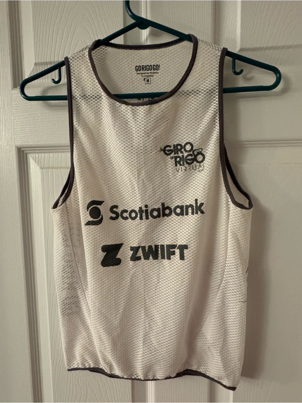 White Mesh cycling Tank Top with Black Trim
